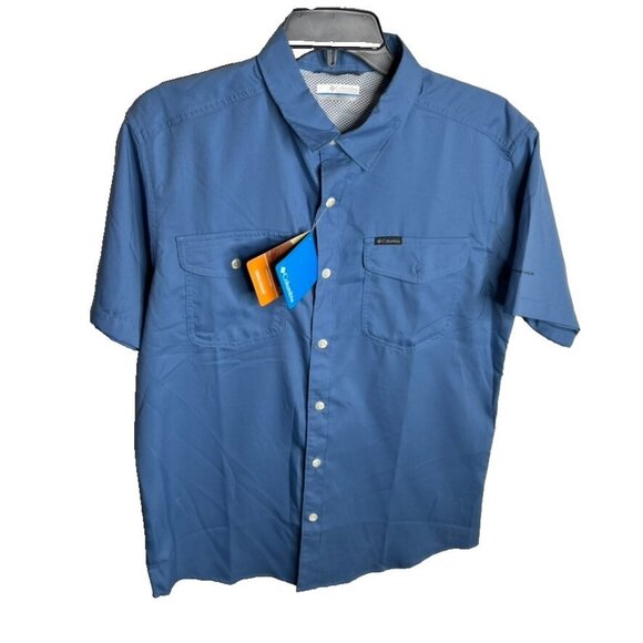 Columbia $65 Sportswear Men's Utilizer II Solid Short Sleeve Shirt Size S Blue - Picture 1 of 10